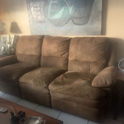  Sofa Suede Brown(side Recliner)