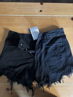 Black Distressed Denim Shorts