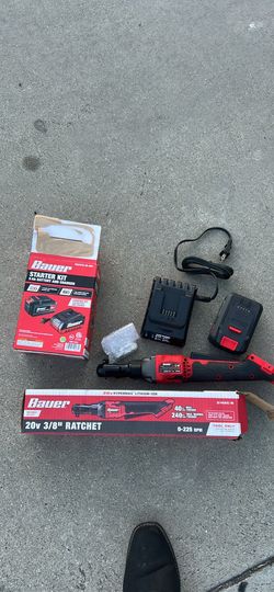 Bauer 20v 3/8 ratchet kit with battery and charger