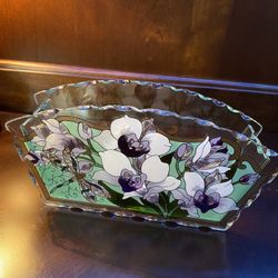 Joan Baker Designs, Beautiful Hand Painted Art Glass, Vintage, Rare Piece 