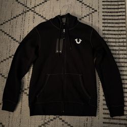 True Religion Hoodie, Jet Black, Buddha Logo Seal Zip hoodie (Open to negotiating)