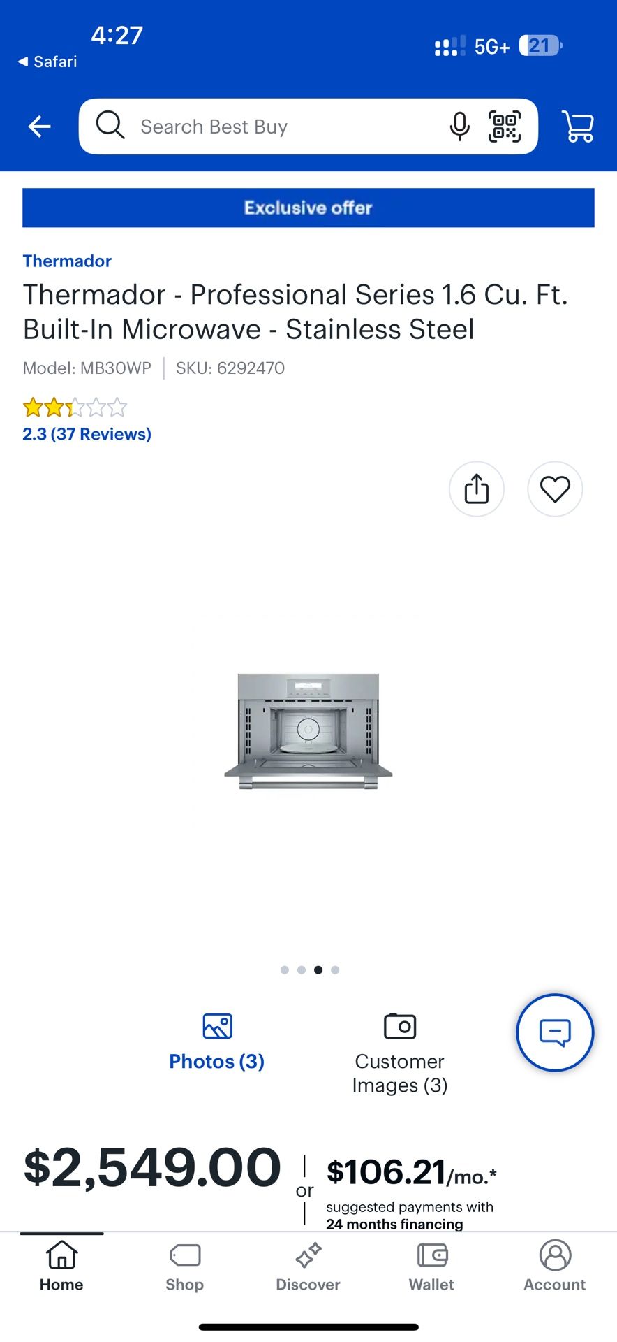 Thermador 1.2 Microwave