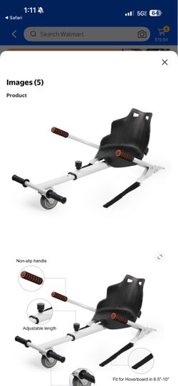 Go Cart Self-Balancing Device Seat For Hoverkart GH1925 white