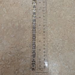 10k Yellow Gold Men's Baguette Cut Diamond Bracelet 8"