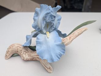 Blue Sapphire Iris Figurine Sculpture from Franklin Porcelain