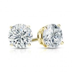 2 CTW Lab Diamond Studs. 14K Yellow Gold.