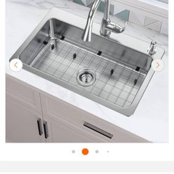 Bratten 33 in. Drop-In Single Bowl 18 Gauge Stainless Steel Kitchen Sink with Pull-Down Faucet