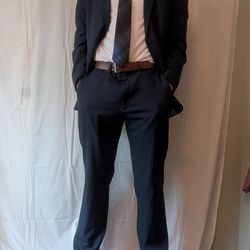 Haggar Men's Tailored Fit Travel Performance Suit - Navy Blue