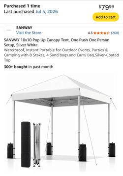 Sanway 10x10 pop up white canopy