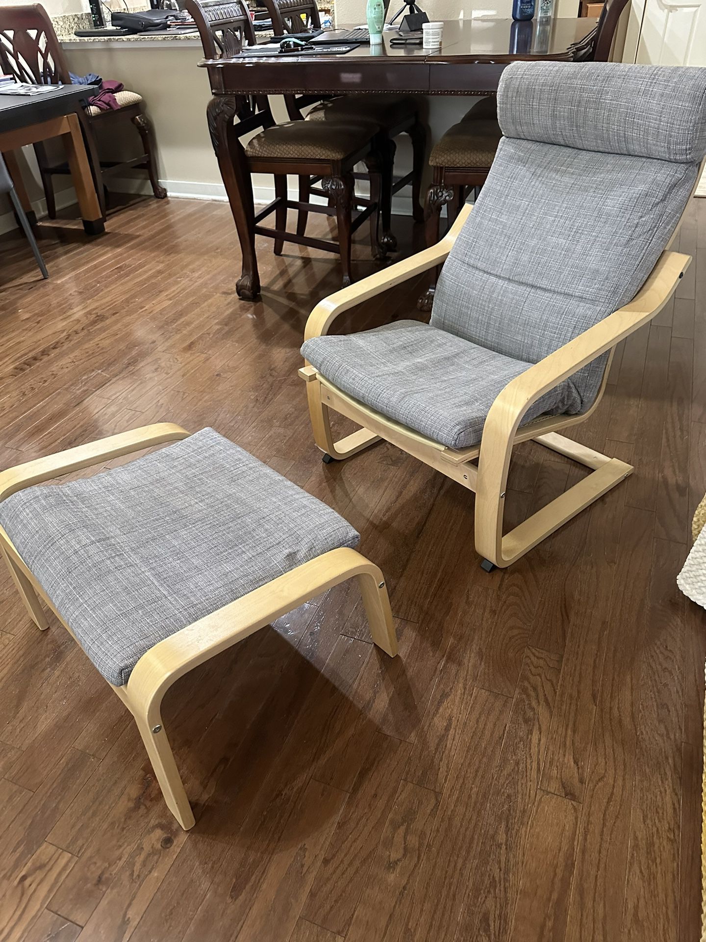 Wooden Recliner And Ottoman