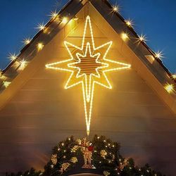 27.56'' x23.62'' Star of Bethlehem, 147 LEDs Bright Waterproof Warm White LED Bethlehem Light, Plug in Motif Christmas Light Outdoor for Home Wall Nat