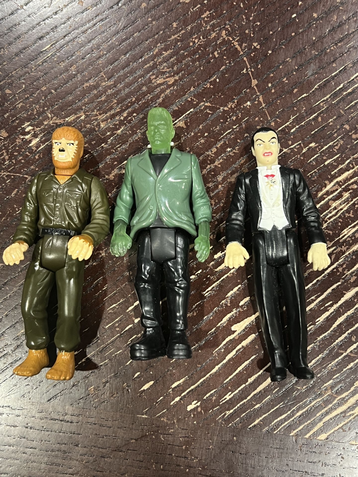 1997 Burger King Wolf Man, Dracula, & Frankenstein Monster Figures 3.75”