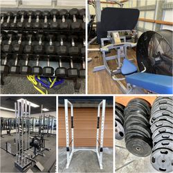 Huge Sale! Gym Equipment, Lat, Chest & Smith Machines, Leg Press, Olympic Weight, Dumbbells, Bumpers, Squat Rack