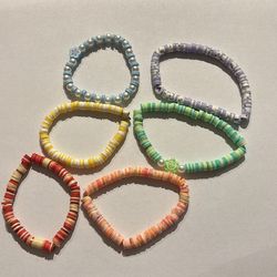 6 Clay bead bracelets!!