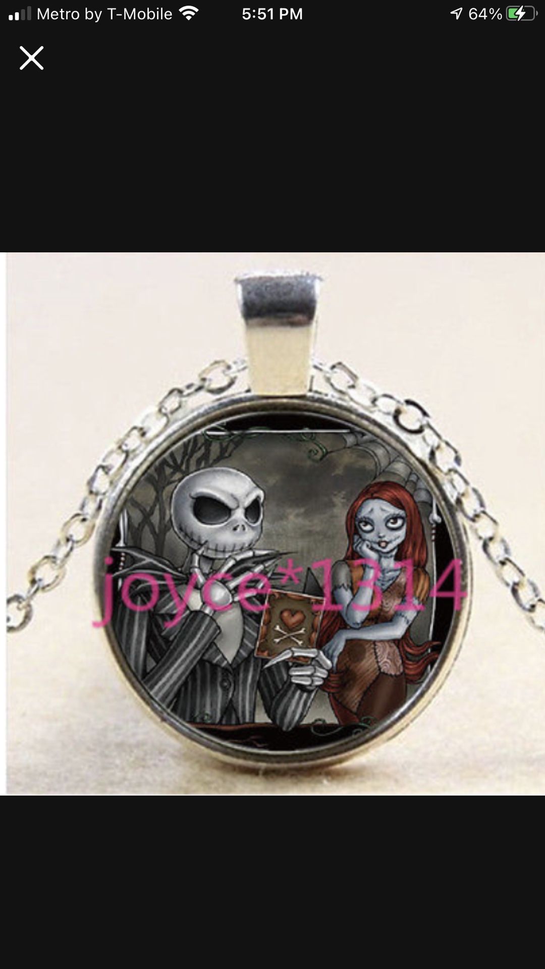 Nightmare Before Christmas Tibetan Silver Necklace