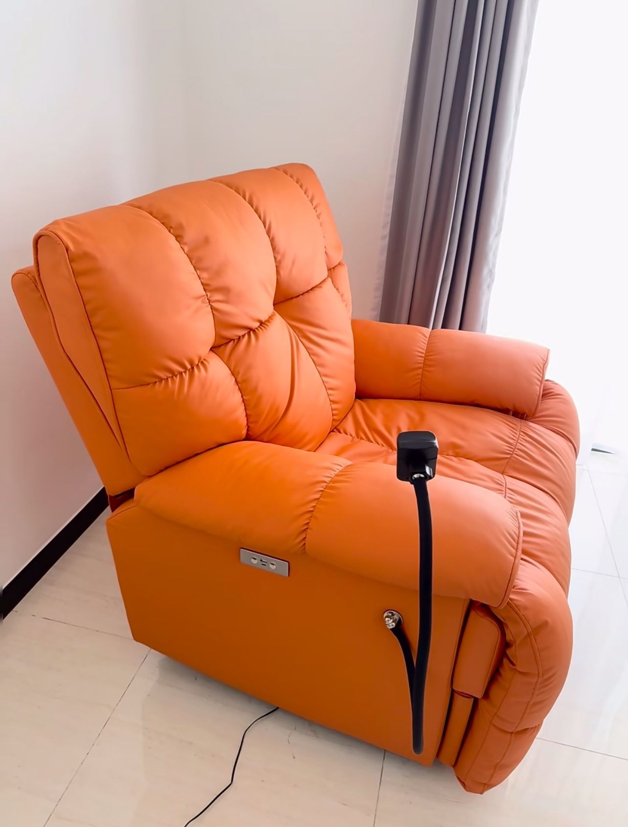 Luxurious Orange Power Recliner Chair - Ultimate Comfort & Style!