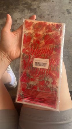 100 Happy Valentine’s Day Cellophane Treat Bags with Twist Ties – New