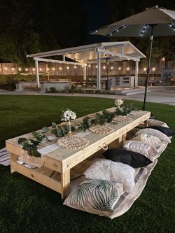 Beautiful Low Wooden Picnic Table FOR SALE