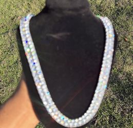 VVs1 Iced Out Diamond Tennis Chain Silver