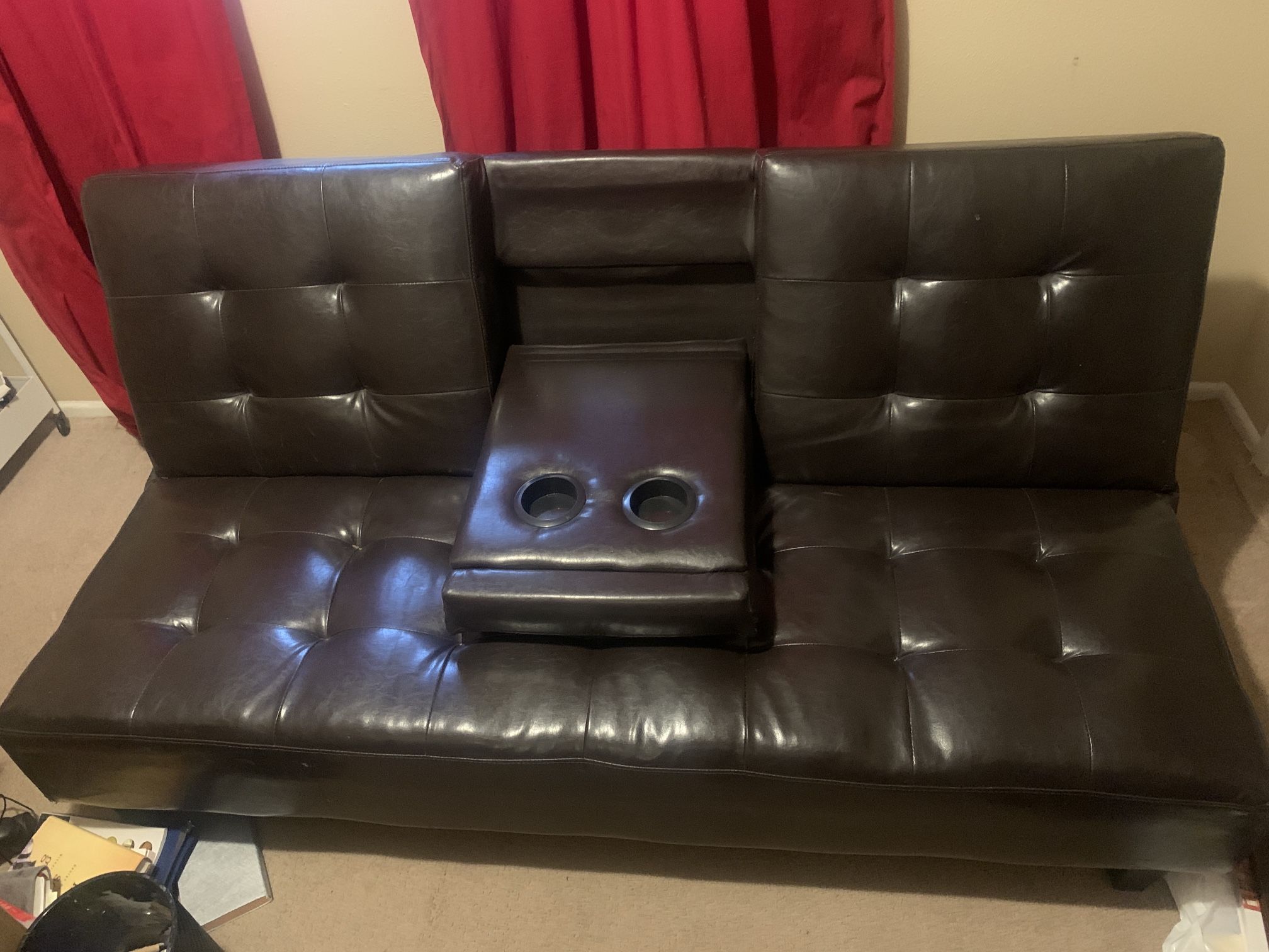 Black Leather Futon
