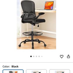 ErGear Drafting Chair, Standing Desk Chair with Flip-Up Armrests, High Desk Chair Adjustable Height, Ergonomic Tall Office Chair with Lumbar Support a