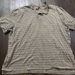 Mens Khaki Striped Polo Shirt Size XXL By Cambridge Classics #19