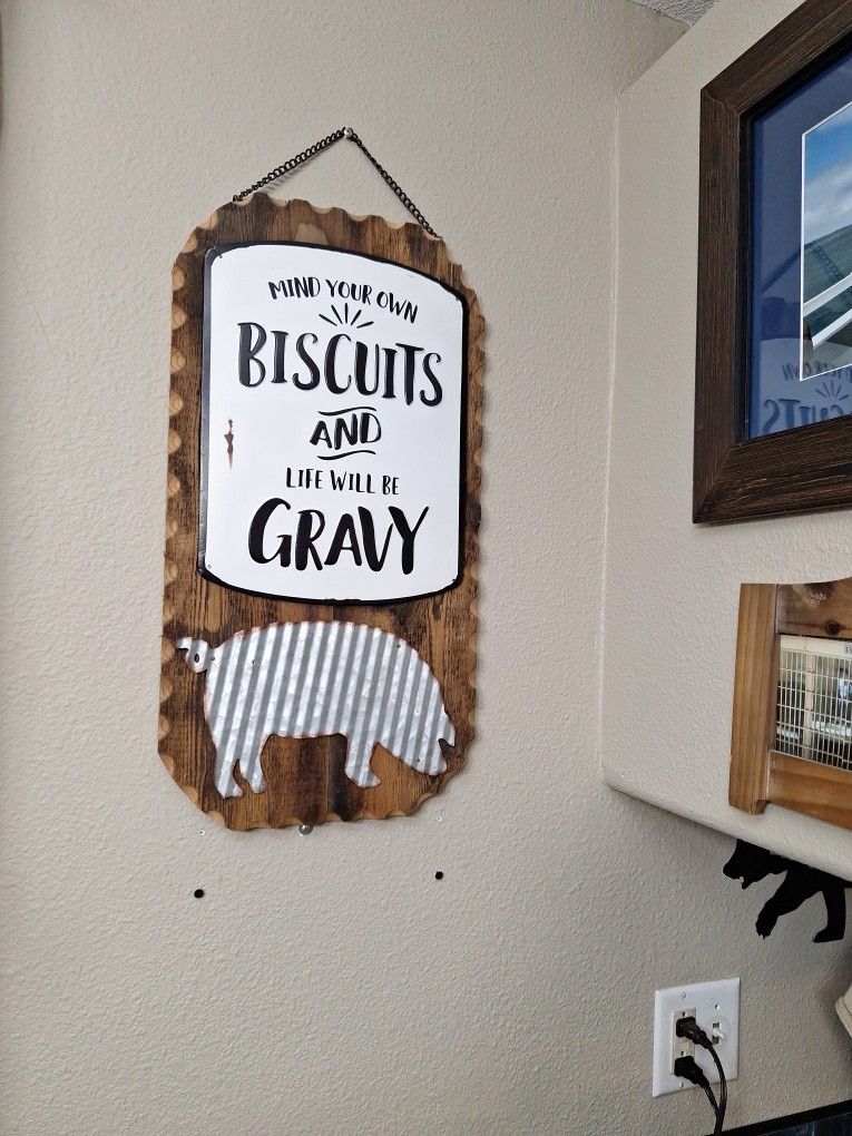 Country Kitchen Wall Art Biscuits And Gravy With Tin Farm Animal