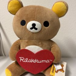 New San-X Rilakkuma Holding Heart Plush 12.5"