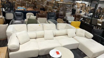 ❤️‍🔥 4-Piece Modular Chenille Velvet L-Shaped Sectional Chaise Sofa$849