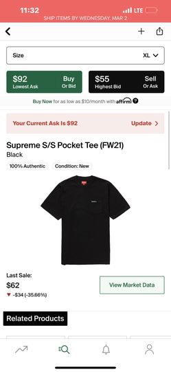 Black Supreme Tee XL
