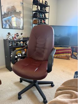 Burgundy Faux Leather Executive Office Chair