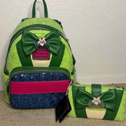 Disney Loungefly Mulan Sequin Mini Backpack + Wallet