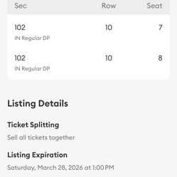 2 Tix-Kings Game, 3/28/26