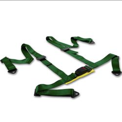  2-inch Nylon Strap 4 Point Shoulder Buckle Harness Bar Green Racing Seat Belt