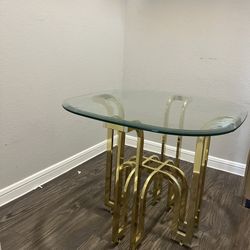 Glass Coffee Table With Gold Base 