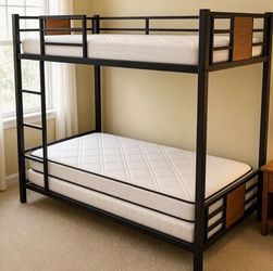 •••Twin Bunk Bed with Mattresses •••