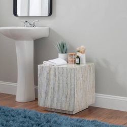 Two Square Capiz Shell End Side Table
