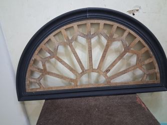 Large Rustic Farmhouse Cathedral Arch Wood Wall Decor With Black Accents