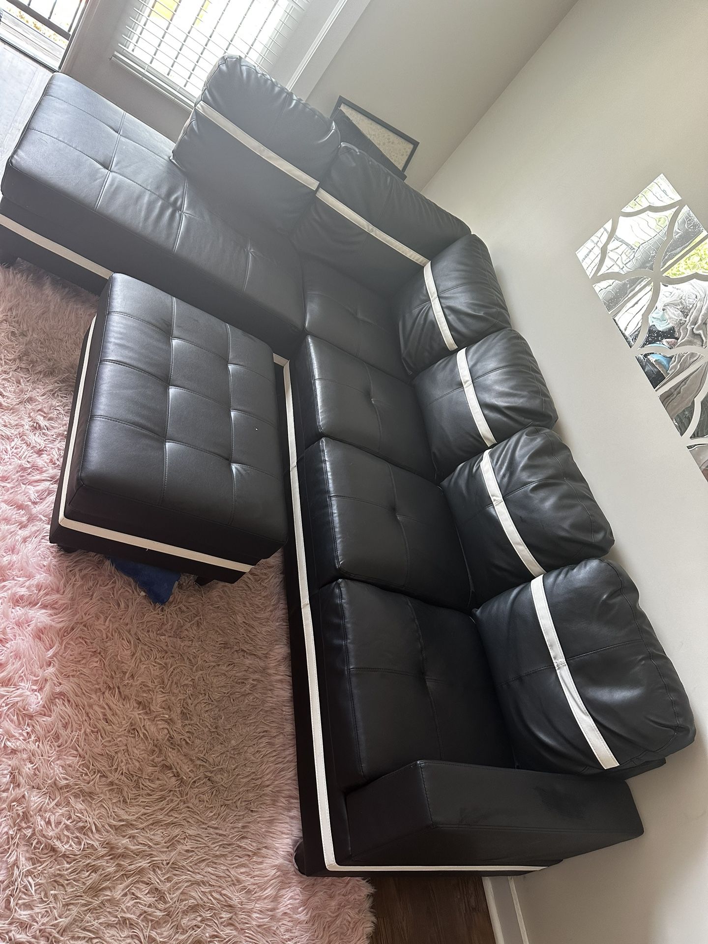 Black Leather Sectional Couch