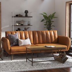 Futon, Camel Faux Leather