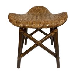 Vintage Thebes Saddle Stool Seat Chair Wicker Rattan Bamboo Rustic Boho