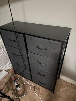 8 Drawer Fabric Dresser for Bedroom, Tall Storage Tower, Dark Grey