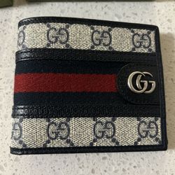 Gucci Beige And Blue Wallet