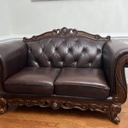 Leather couch brown 