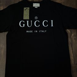 Gucci Black Men's T-Shirt Size L Made In Italy 100 Cotton Short Sleeve