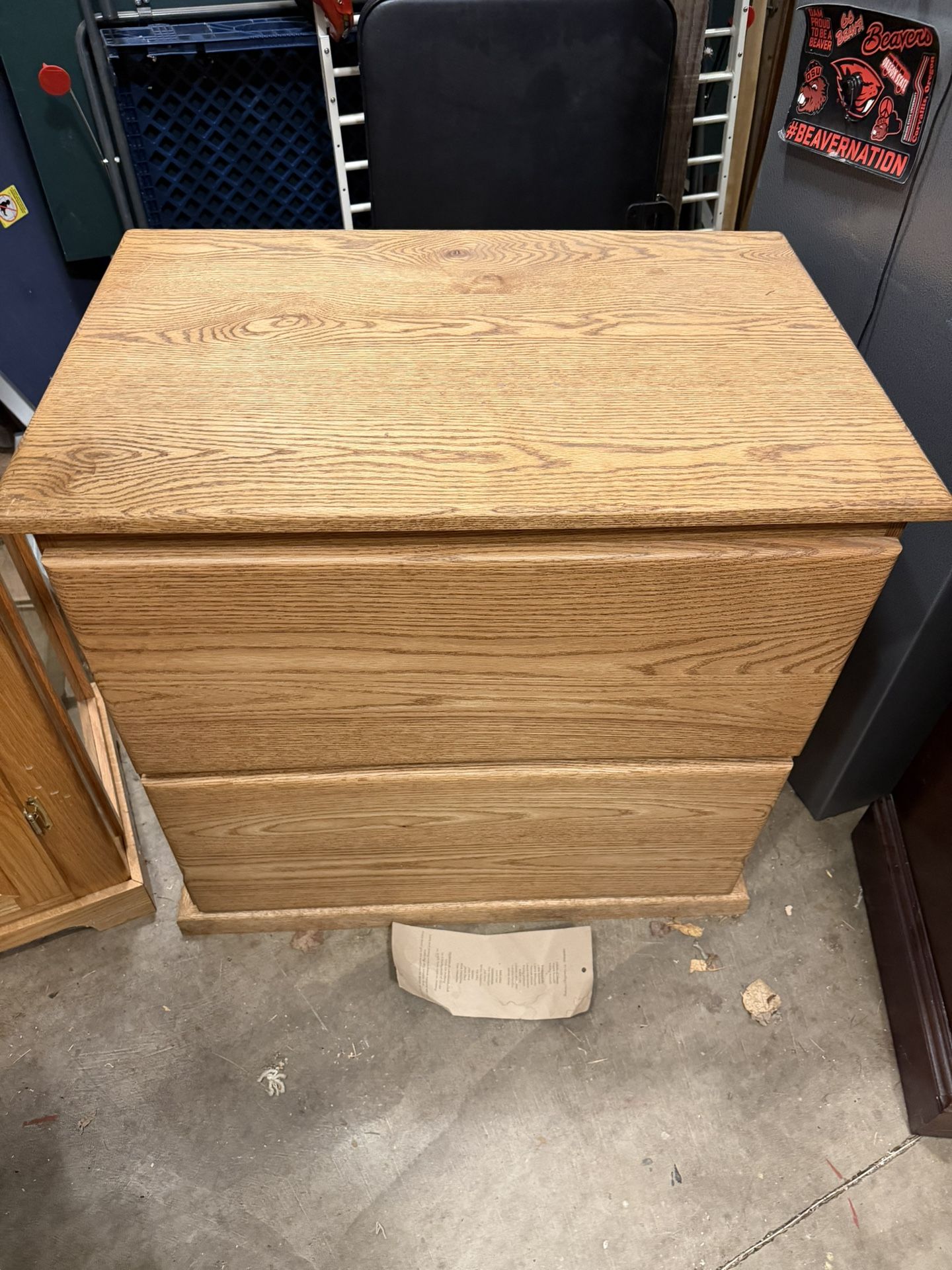 Solid Oak Two Drawer File Cabinet