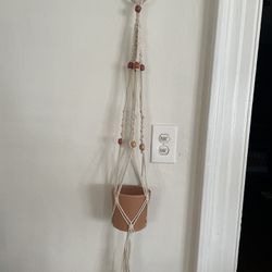 Beaded Macrame Plant Holder With 4inch Terracotta Pot
