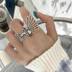 Butterfly angel wing hollow rings