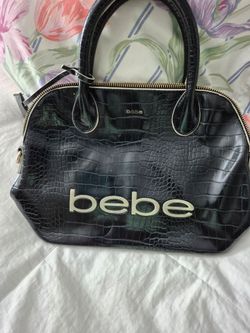 Babe Black Croc-Embossed Satchel Bag