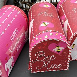 3 valentines Boxes Filled With Heart Confetti And Tissue Paper